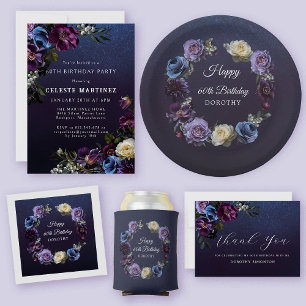 Invitation Moody Purple Flowers 60e anniversaire