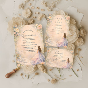 Invitation Princesse Enchantée Quinceañera Conte de Fées