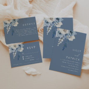 Invitation Mariage d'aquarelle bleu et blanc