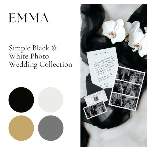 Cartons Réponse Simple Mariage noir et blanc minimal