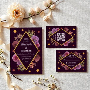 Cartons Réponse Romantique Automne Dahlia Mariage