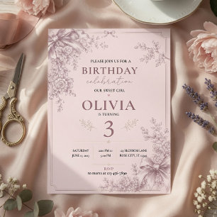 Assiettes En Carton Élégant Rose Pâle Coquette Nœud Floral Anniversair