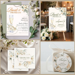 Carte D'accompagnement Perles élégantes et Fête des mariées de poursuites