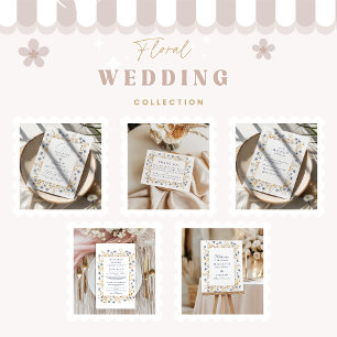 Invitation Mariage Champêtre de Fleurs Sauvages Bleu Poussiér