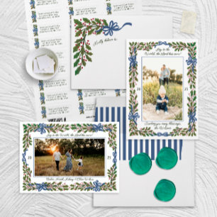 Cartes Pour Fêtes Annuelles Red Bows et Holly Garland Noël en une photo