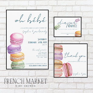 Marché français - Baguette - Invitation Baby showe