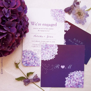 Invitation Hydrangées violettes dans le Mariage du coucher de