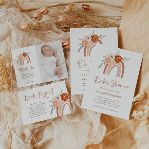 Invitation Orange Terracotta Boho   Rainbow Oh Babies Douche