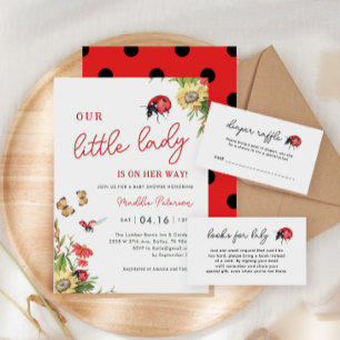 Invitation Petit Baby shower de fille Ladybug