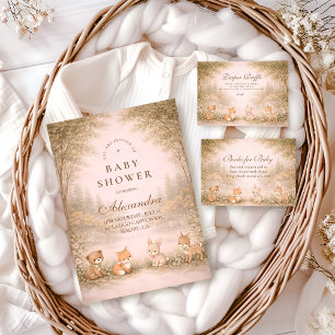 Invitation Baby Shower Animaux de la Forêt Boisée Vintage