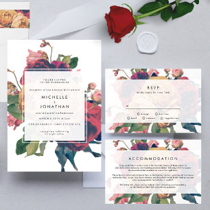Invitation Boho Rose moderne Mariage personnalisable
