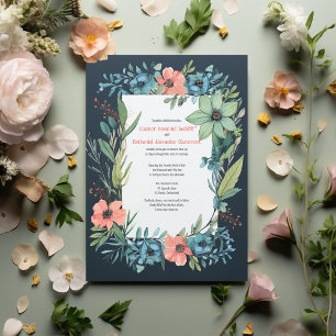 Invitation Saumon floral Whimsical Mariage bleu vert