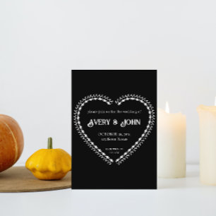 Carte De Placement Mariage gothique minimaliste noir et blanc