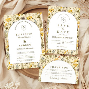 Carte De Remerciements Mariage à l'arche florale intemporelle