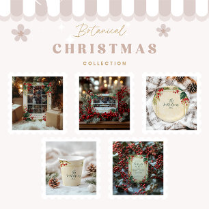 Sticker Rond Classic Holly Berry fête de Noël