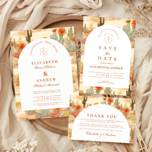 Carte De Remerciements Mariage Romantique au Désert en Terracotta