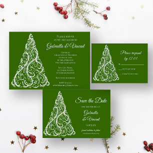 Arbre de Noël vert Mariage d'hiver RSVP
