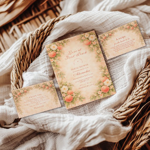 Serviette En Papier Jardin de Pêches Douces pour la Fête de Fiançaille