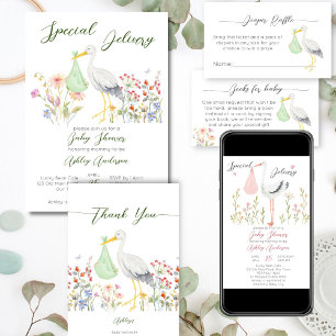 Invitation Baby shower drôle de livraison spéciale Stork