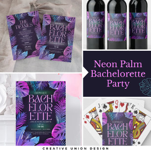 Invitation Neon Palm Tropical Bachelorette Party