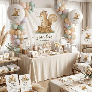 Invitation Baby shower de ruban botanique de l'écureuil mou