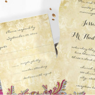 Pomme à lait Faire-part de mariage Paisley verte