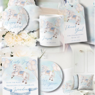 Invitation Fairytale Pony Stars Ballons Baby shower Boy