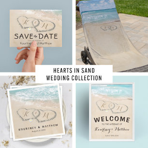 Invitation Tropical Vintage Beach Heart Photo Mariage