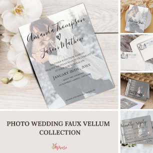 Invitation Faux Vellum Effet Mariage photo