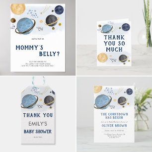 Invitation Planète aquarelle espace thème Baby shower