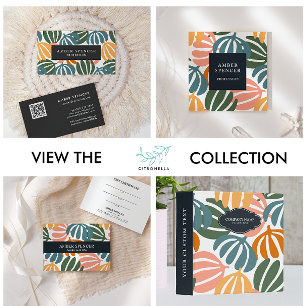 CARTE DE VISITE QR CODE RETRO FEUILLES SUPER BOTANIQUE