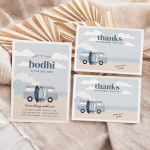 Carte De Remerciements Le grand Surf de plage des garçons à l'anniversair