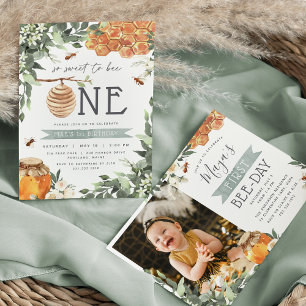 Invitation Douce à Abeille un   Première fête d'anniversaire