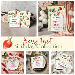 Carte De Remerciements Berry Rustique Rouge fraise Premier anniversaire