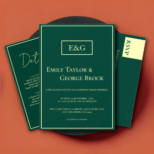 Carte D'accompagnement Elégant Simple Green Gold Moderne Détails Mariage