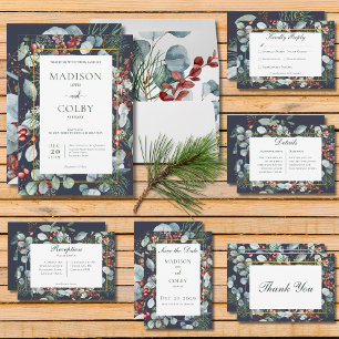 Save The Date Noël d'hiver Verdure Mariage de la Marine