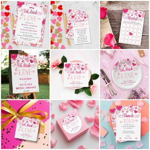 Carte D'accompagnement "Mangez, buvez et aimez" Fête des mariées de la Sa