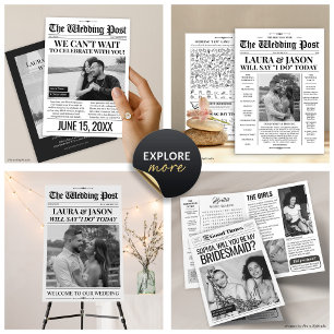 Programme de mariage noir blanc + Timeline Newspap