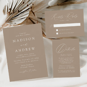 Invitation Taupe Modern Elegance Photo Wedding