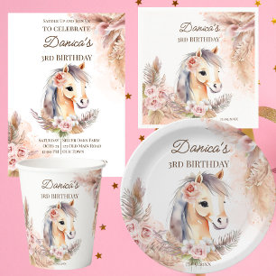 Sticker Rond Soirée d'anniversaire à thème pour les chevaux mer