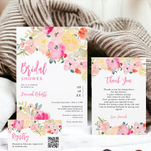 Invitation Boho rose printemps chic jardin fleuri nuptiale do