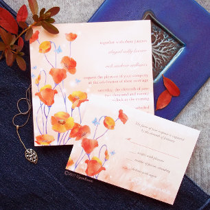 Invitation Mariage de pavot rouge doux