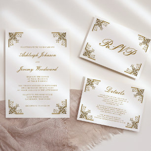 Cartons Réponse Élégant Mariage de trame Vintage Script Gold