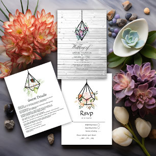 Invitation Rustique Pastel Floral Terrarium Jardin Mariage