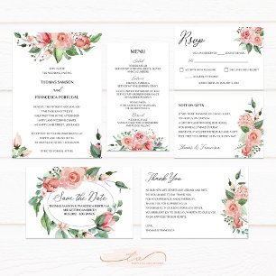 Faire-part de mariage d'aquarelle rose