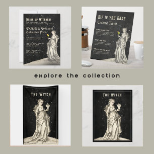 Dessous-de-verre Carré En Papier Thème de sorcière halloween Party Cocktail Menu