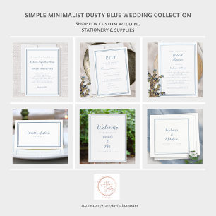 Carte D'accompagnement Elégant site de mariage moderne QR Code Dusty Blue