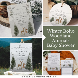 Carte d'invitation pour Baby shower Boho Woodland 