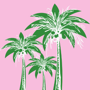 Porte-clefs Pink Green Palm Tree Preppy Summer Beach Tropical