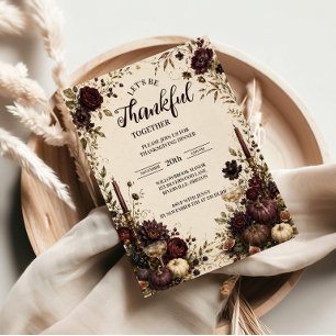 Invitation Dîner de Thanksgiving aux chandelles d'ambiance